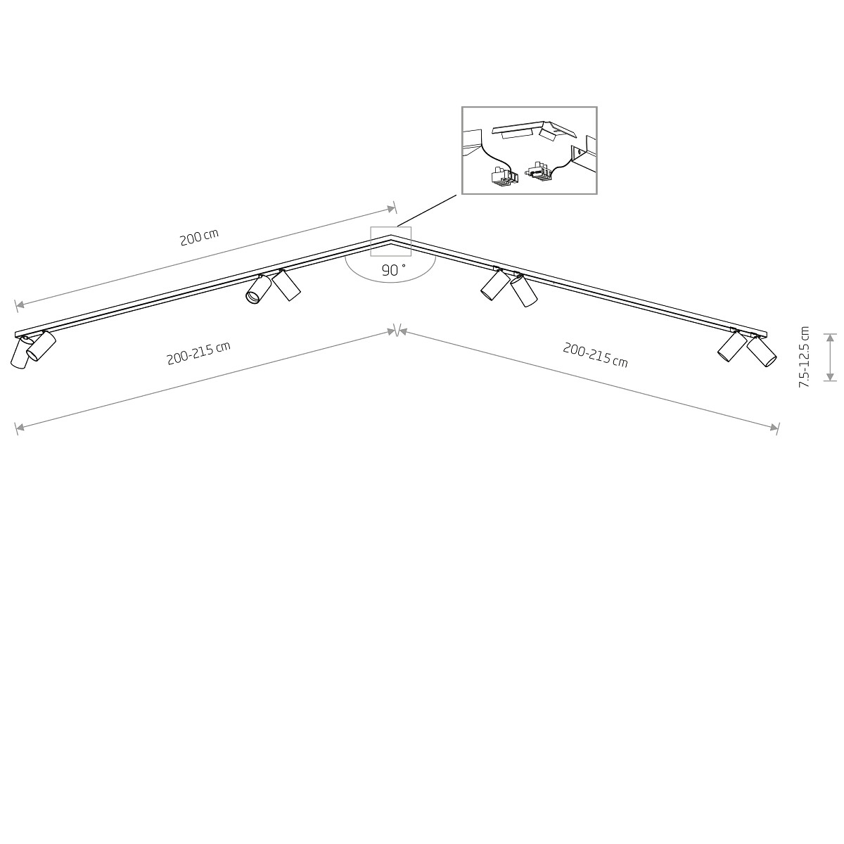 MONO CORNER 2x200 white-gold VIII 7697 Nowodvorski